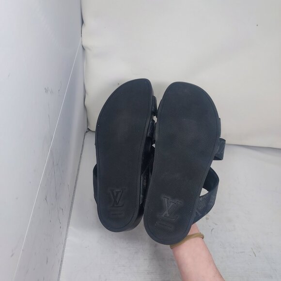 Louis Vuitton LV Monogram Black Leather Slide Sandal - Picture 2 of 13